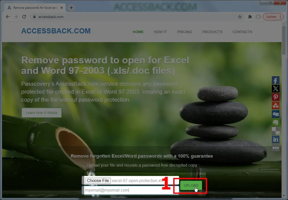 AccessBack.com. Step three: Send Excel file for transcription