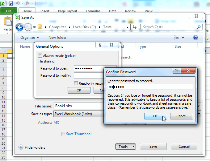 ms excel 2013 password protect