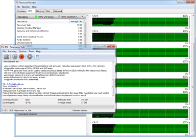Passcovery Suite makes use of all CPU cores