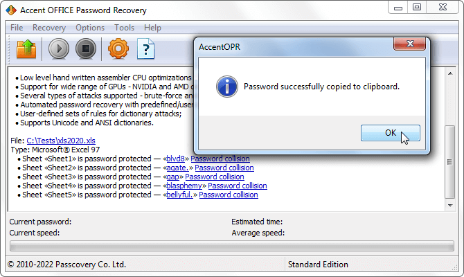 AccentEPR instantly removes weak encryption passwords