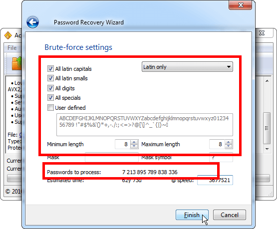 Number of 8-character passwords
