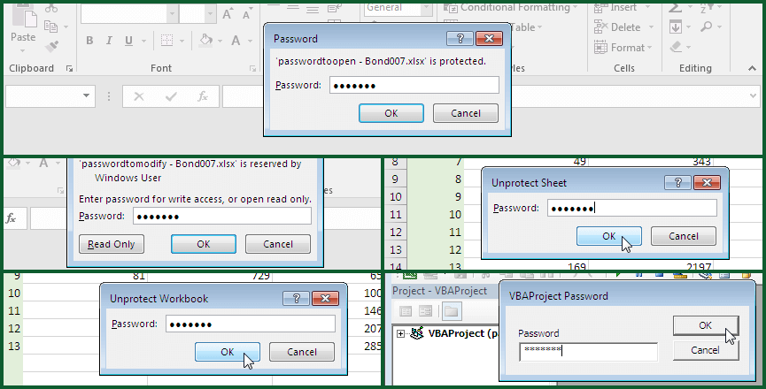 Password protection types in Microsoft Excel