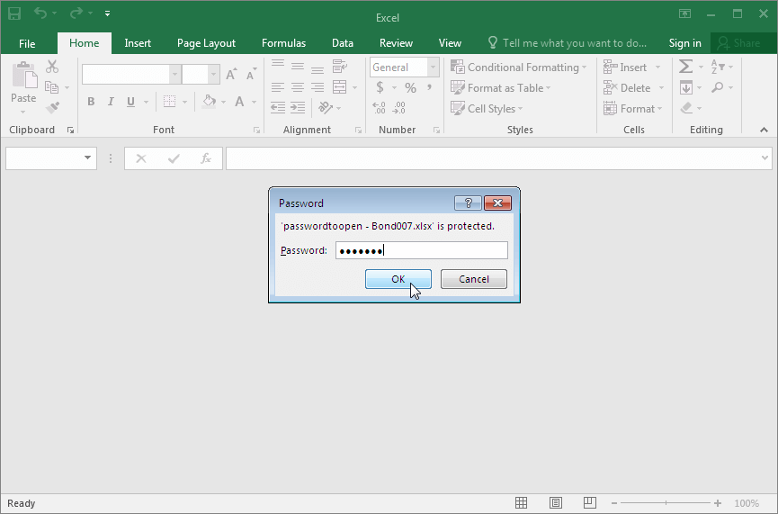 password on excel wordbook open