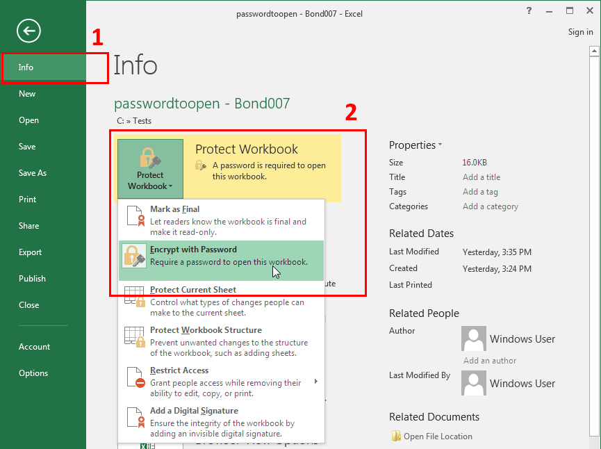 Microsoft Excel 2016-2019. File information