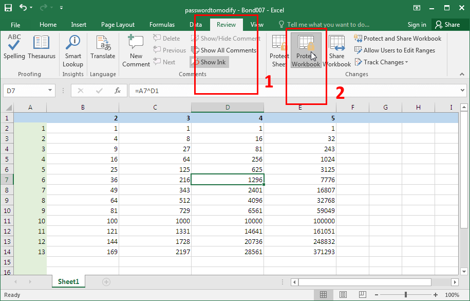 Microsoft Excel 2016-2019. Locking/unlocking a workbook or pages