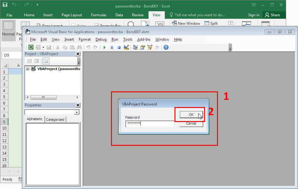 Microsoft Excel 2016-2019. VBA password input box