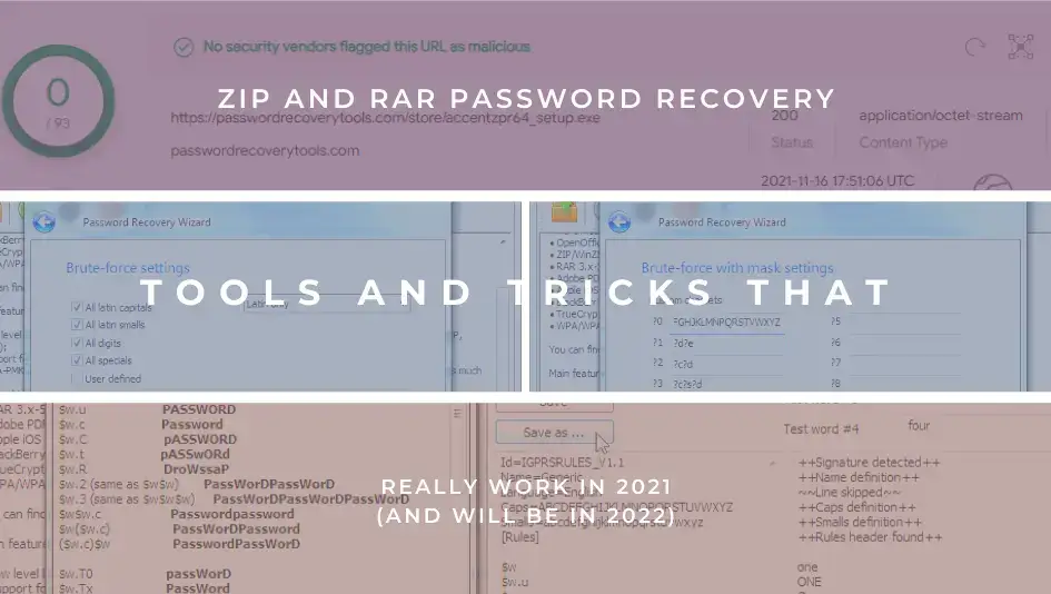 Password recovery software for Zip and RAR archives by Passcovery