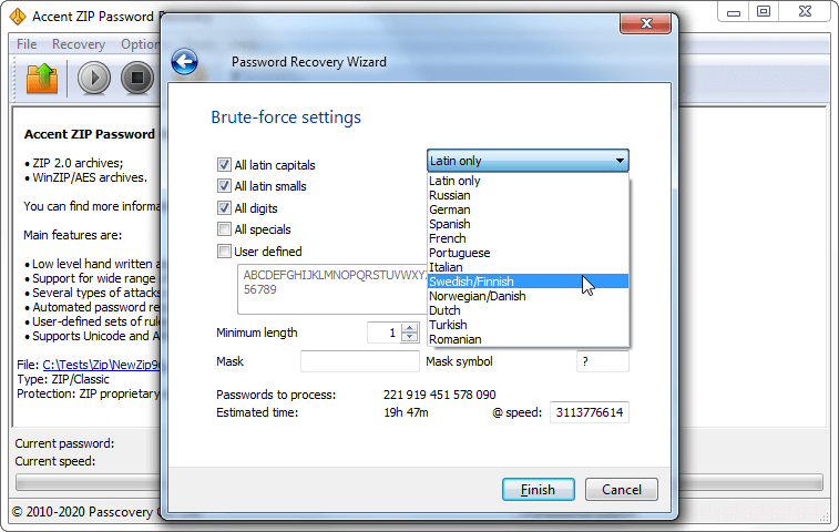 Brute force attack settings in AccentZPR