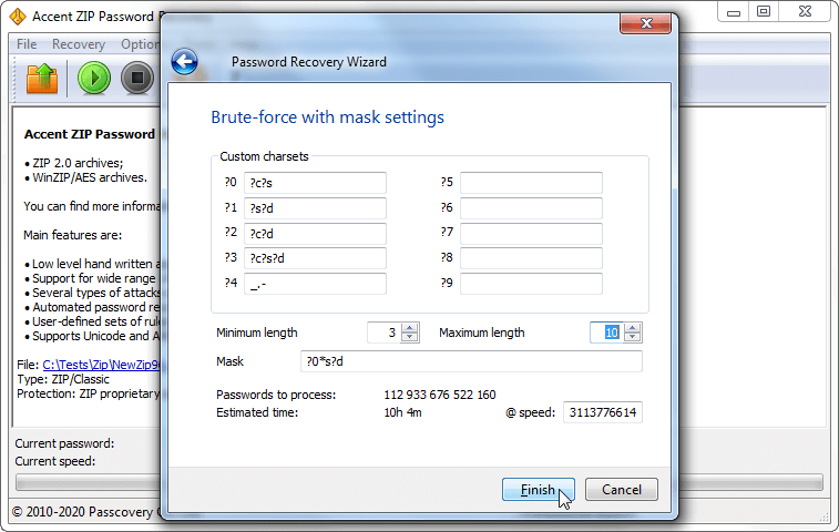 Positional mask settings in AccentZPR