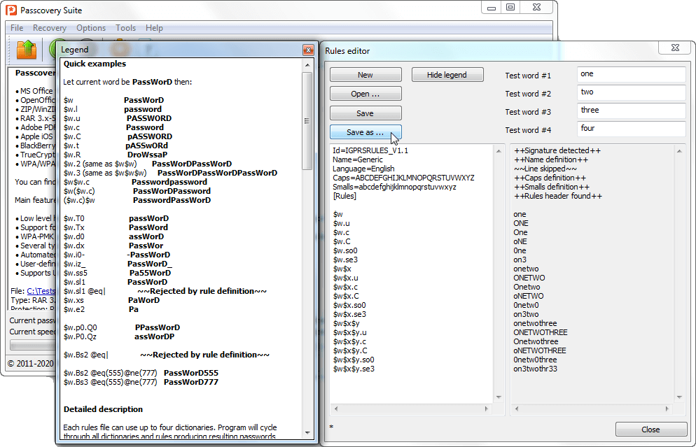 Combining and mutating dictionaries to manipulate the verification range in Passcovery