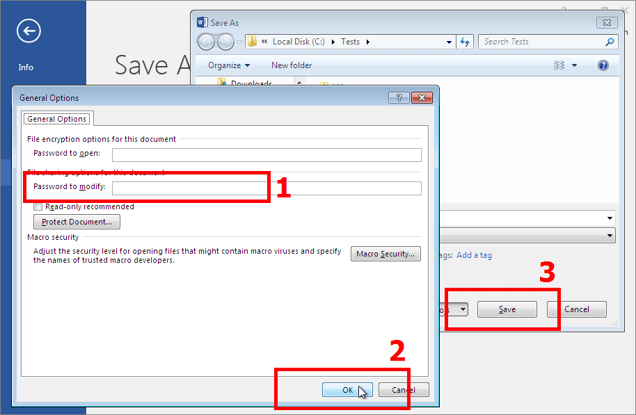 Removal of Password to Modify in Microsoft Word