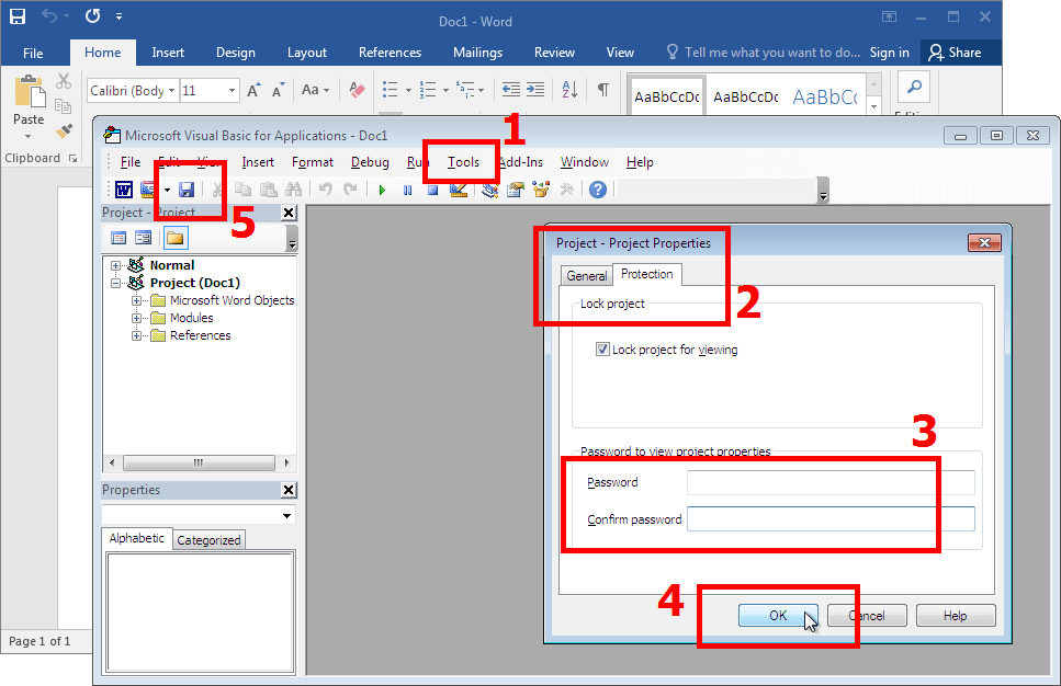 Deleting a VBA password in Word