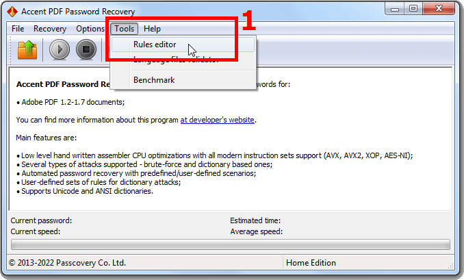 The 'Rule editor' of dictionary unification and mutation in AccentPPR