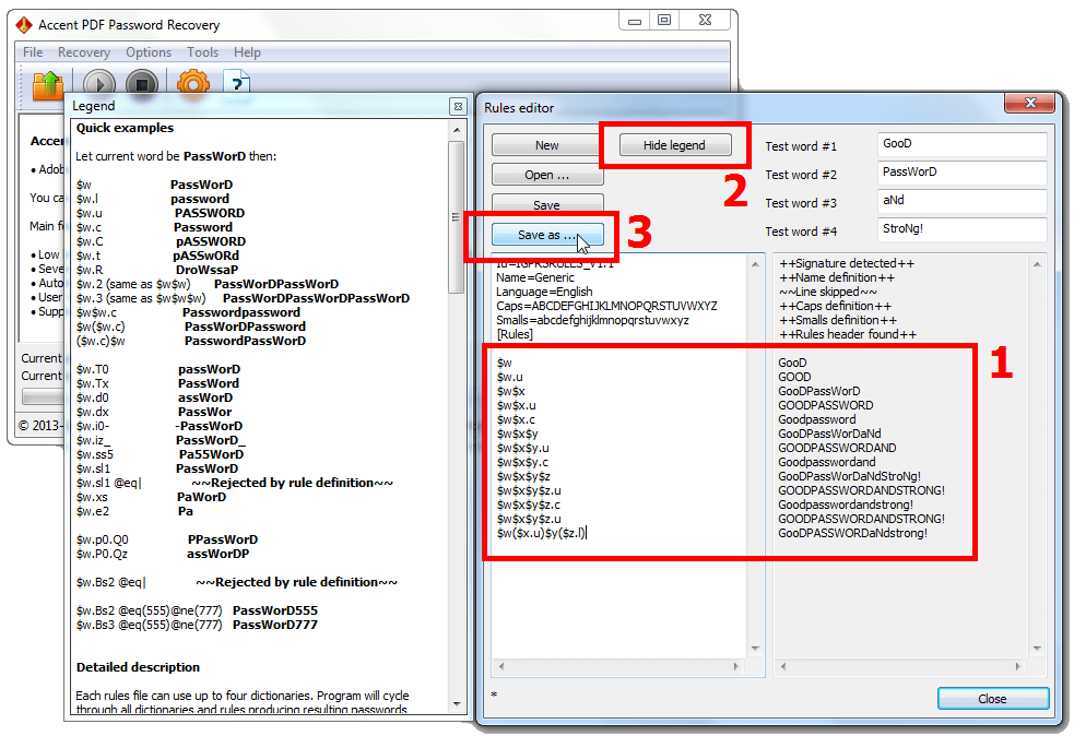 Unlimited creation of dictionary mutation rules in AccentPPR