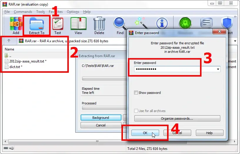 WinRAR: Interface for Requesting Password to Extract a Password-Protected Archive