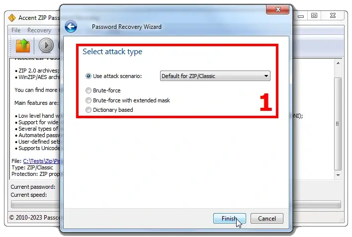AccentZPR: Selection of Predefined Scenarios or One of Three Attacks for Forgotten Passwords