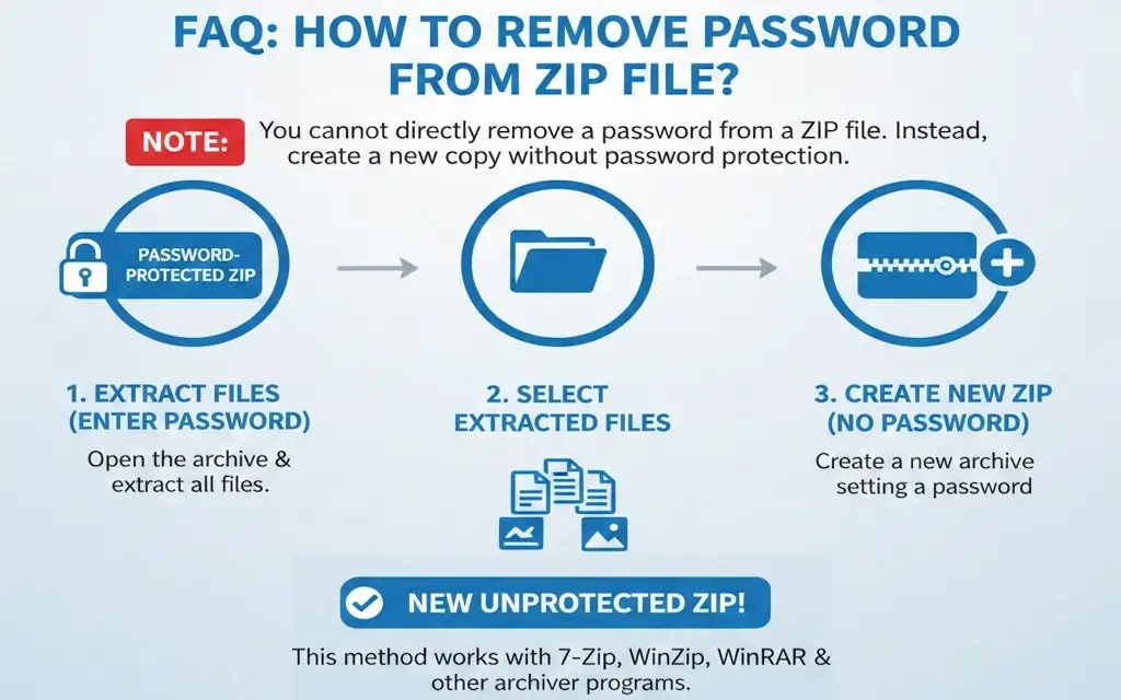 Steps to remove password from a Zip archive