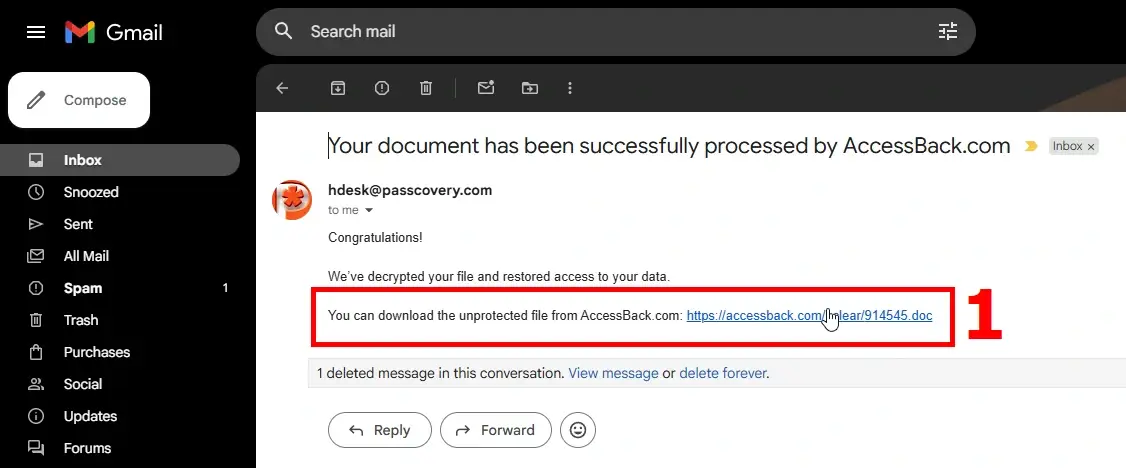 AccessBack.com. Final step: Get your unlocked Excel file