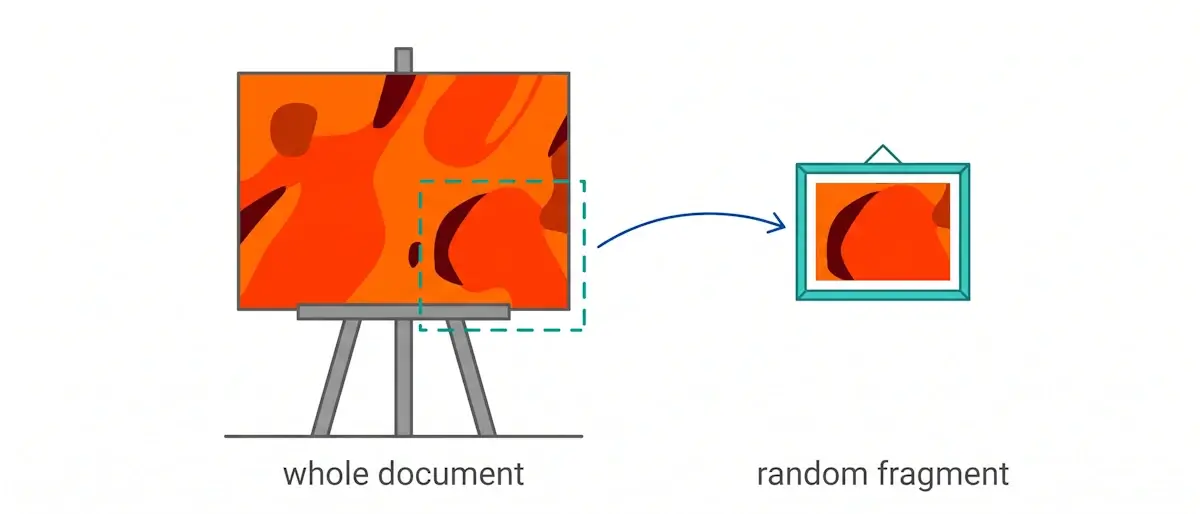 A restorer sends a photo of a random fragment of a canvas as proof that the entire painting has been cleaned