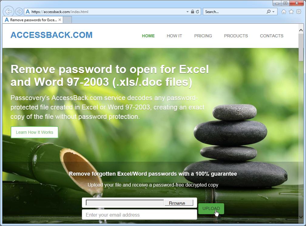 AccessBack.com decrypts password-protected Excel and Word files
