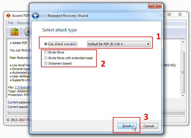 AccentPPR – Password attack options