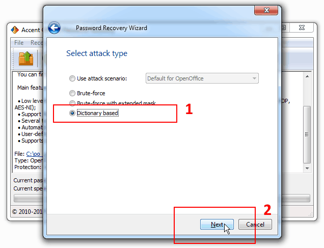 You get to choose — either follow a preconfigured recovery scenario or apply one of the three attacks