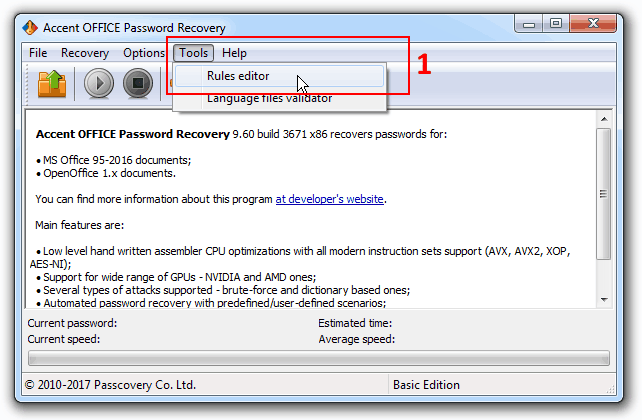 How to open password mutation rules editor