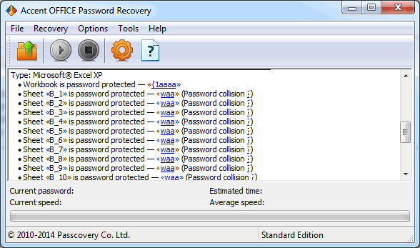 accent excel password recovery