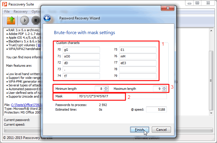 Create the reaquired password mask