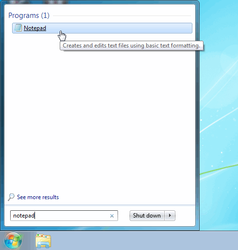 Open Notepad for Windows