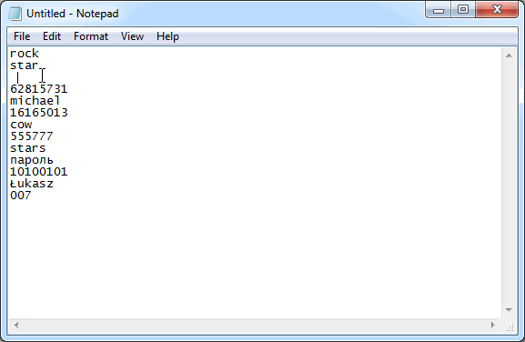 Add all needed words in the text file
