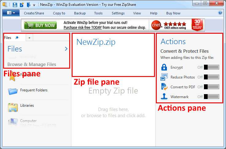 Step 1: Select files to zip