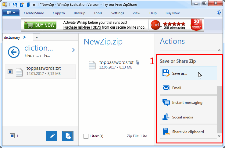 winzip add password to zip