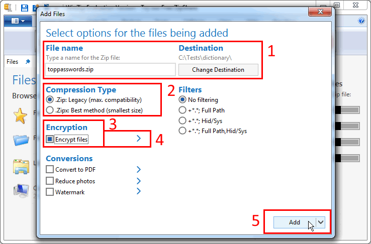 Step 2: Configure setting of your Zip file and save it