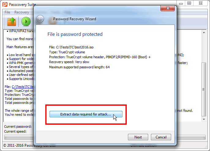 Attack on TrueCrypt password from command-line. Step 5