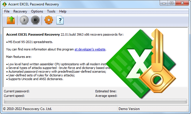 Accent EXCEL Password Recovery by Passcovery for Microsoft Excel