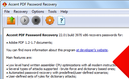 AccentPPR for Recovery of Lost PDF Passwords
