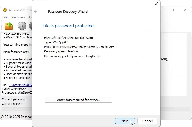 Supported Zip archive formats in AccentZPR